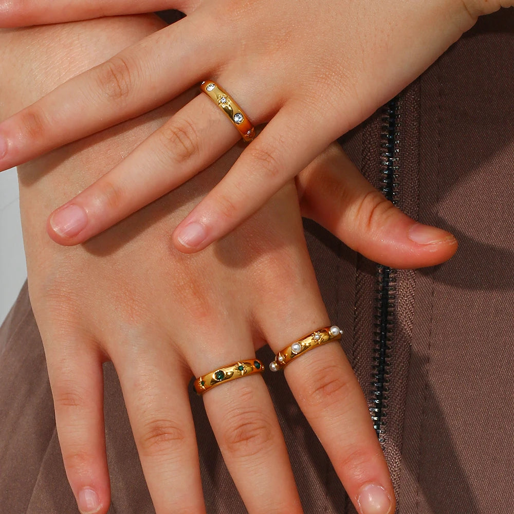 18K Gold Plated Rings Stainless Steel Jewelry