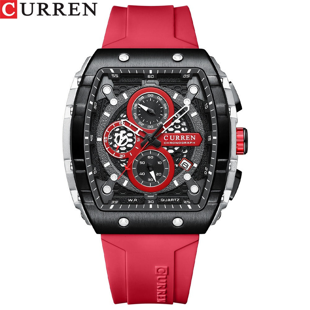 CURREN 8442 Men's Waterproof Six Needle Quartz Calendar Tape Men's Multifunctional Watch