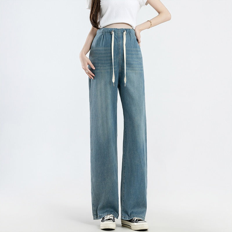 Pregnant women's denim wide leg pants