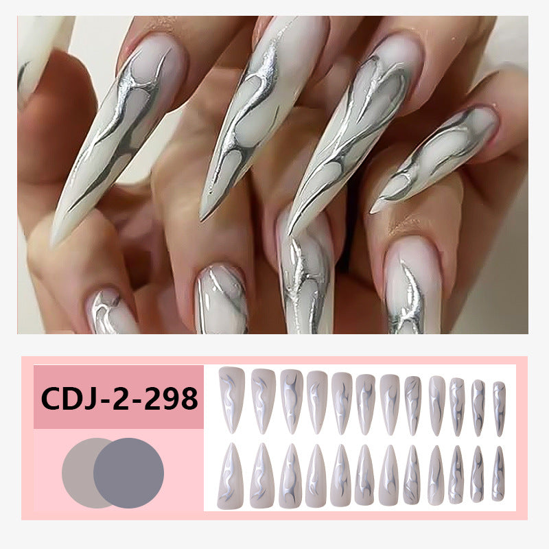 Multi-color small flower Press on Nails Almond Large