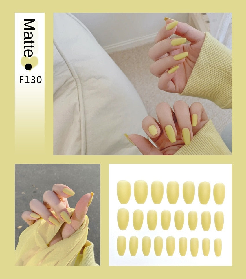 Nail Art Fake Stiletto Tips Clear Press on Long with Glue