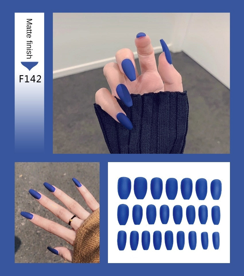 Nail Art Fake Stiletto Tips Clear Press on Long with Glue