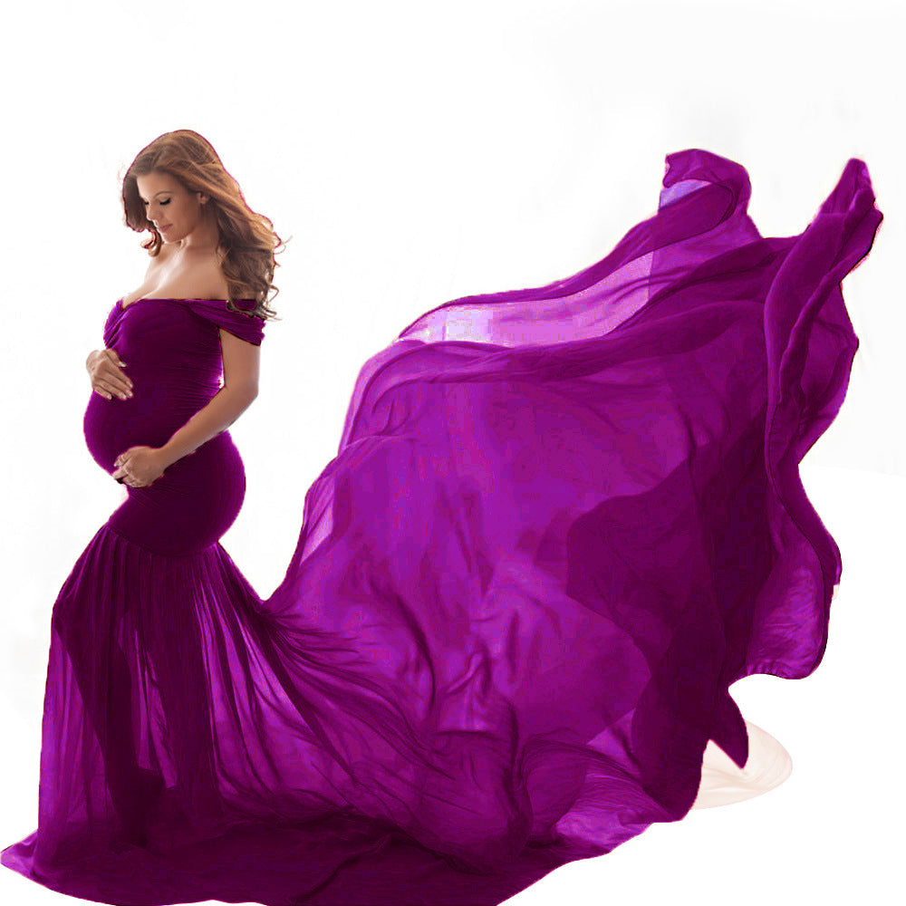 Pregnant Fluttering Tail Fluttering Sleeves Dress Long Dress Photography Dress