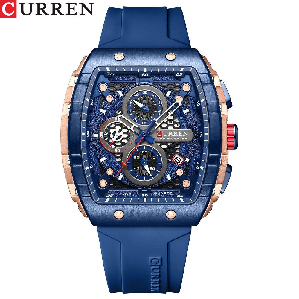 CURREN 8442 Men's Waterproof Six Needle Quartz Calendar Tape Men's Multifunctional Watch