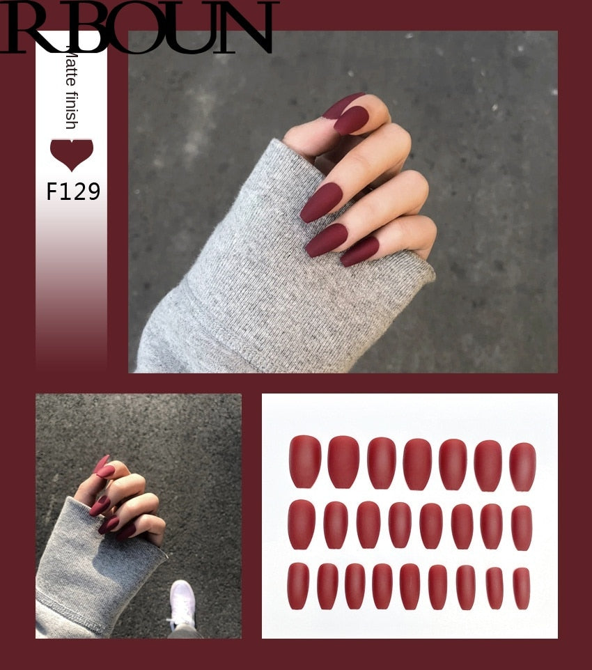 Nail Art Fake Stiletto Tips Clear Press on Long with Glue