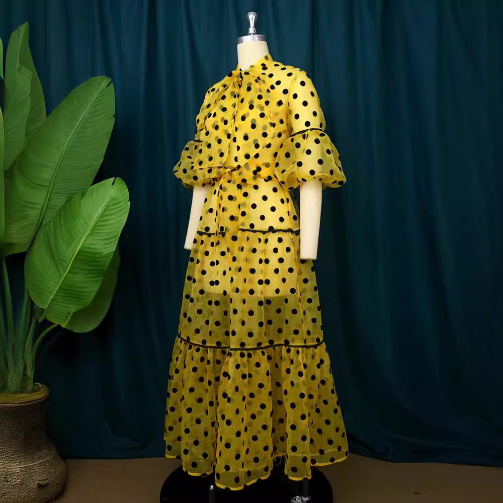 Quiet ladylike light yellow long dress