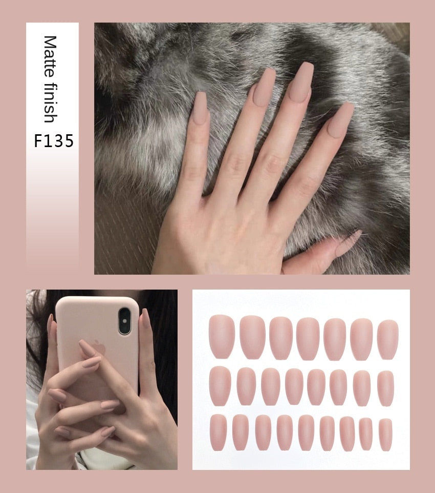 Nail Art Fake Stiletto Tips Clear Press on Long with Glue