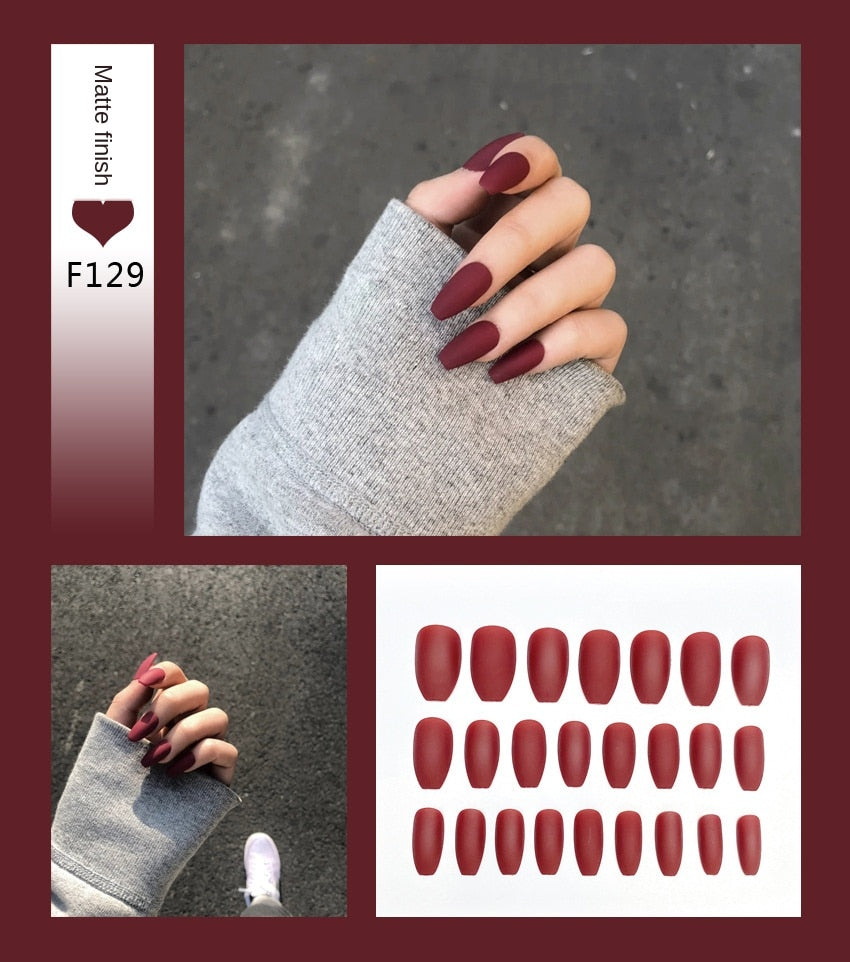 Nail Art Fake Stiletto Tips Clear Press on Long with Glue
