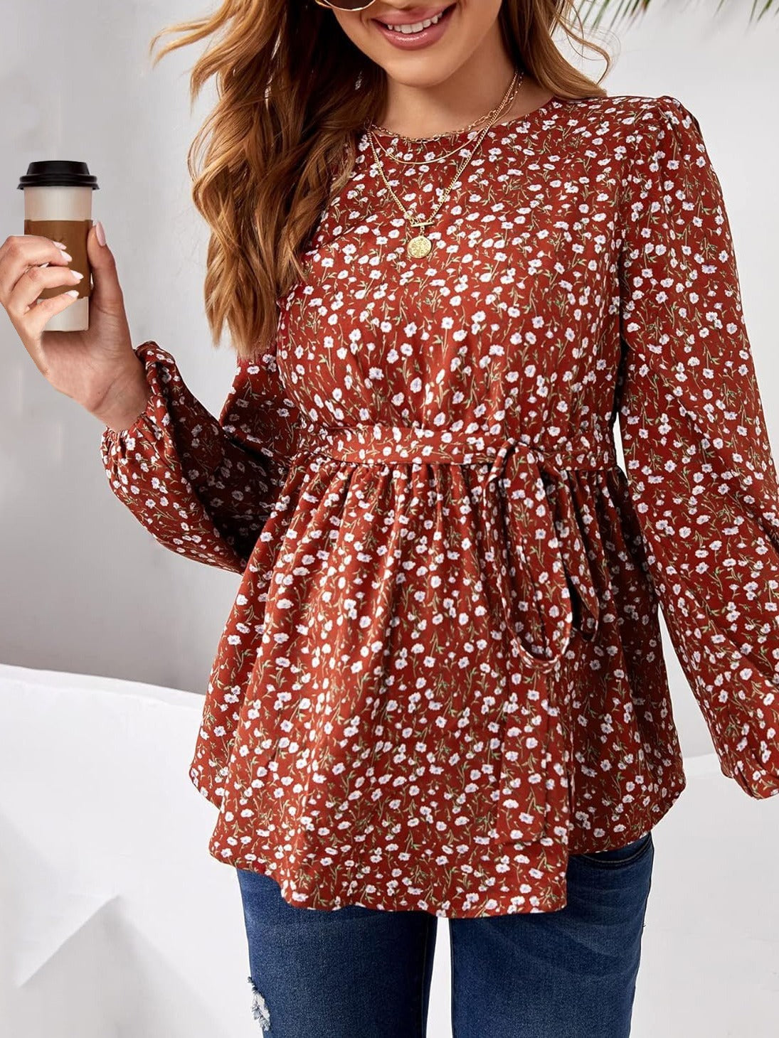 Pregnant women's shirt, floral print