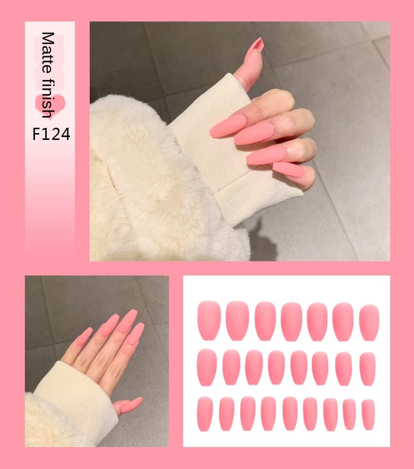 Nail Art Fake Stiletto Tips Clear Press on Long with Glue