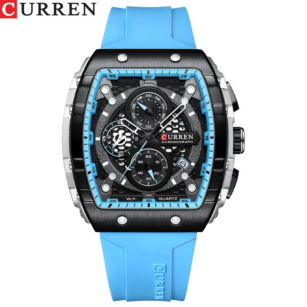 CURREN 8442 Men's Waterproof Six Needle Quartz Calendar Tape Men's Multifunctional Watch