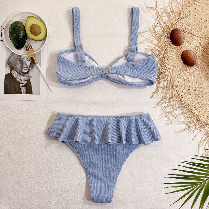 New Bow High Leg Swimsuits Push Up Bathing Suit Sexy Brazilian Bikinis