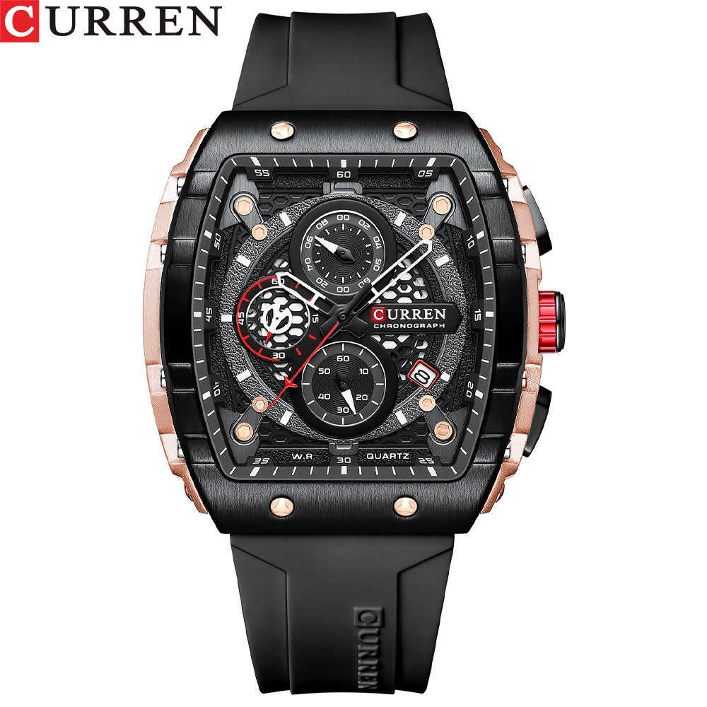 CURREN 8442 Men's Waterproof Six Needle Quartz Calendar Tape Men's Multifunctional Watch