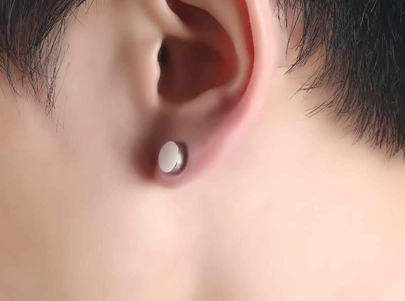 1 pair simple style round titanium steel plating men's ear clips