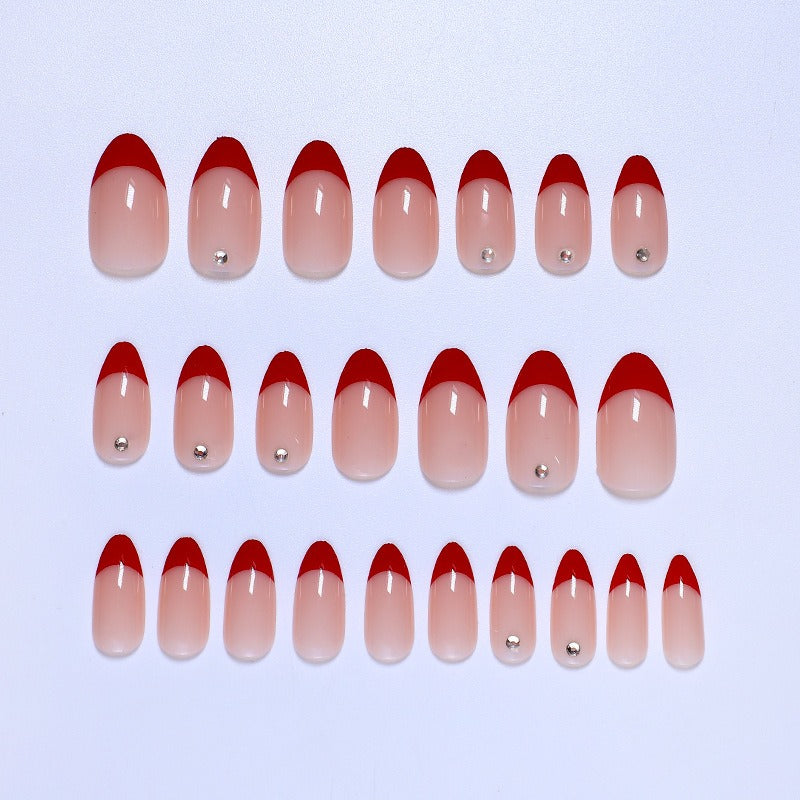 Nails French Red Almond Press On