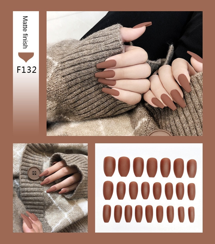 Nail Art Fake Stiletto Tips Clear Press on Long with Glue