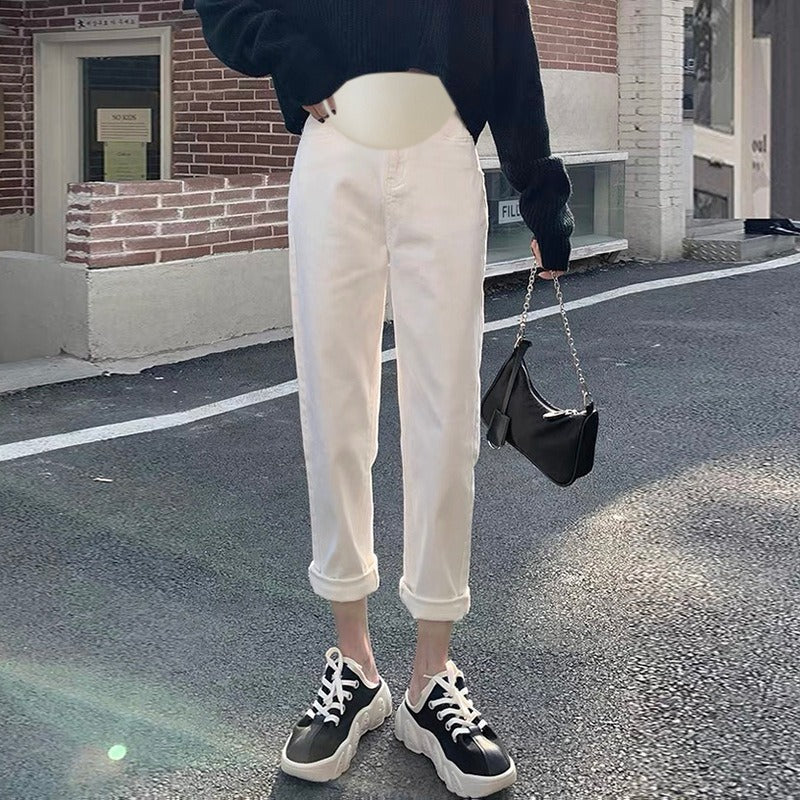 Pregnant women's jeans, belly support pants