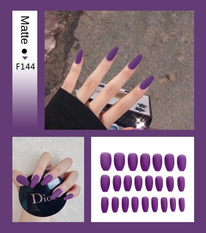 Nail Art Fake Stiletto Tips Clear Press on Long with Glue