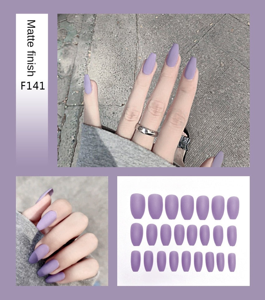 Nail Art Fake Stiletto Tips Clear Press on Long with Glue