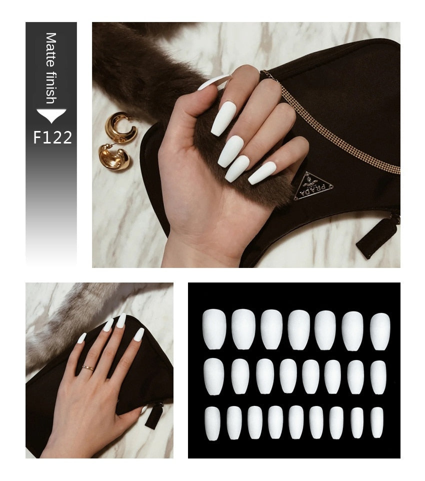 Nail Art Fake Stiletto Tips Clear Press on Long with Glue