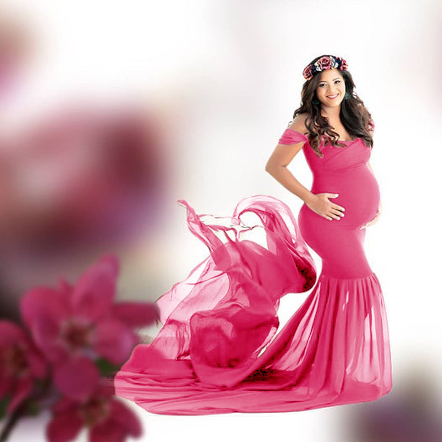 Pregnant Fluttering Tail Fluttering Sleeves Dress Long Dress Photography Dress