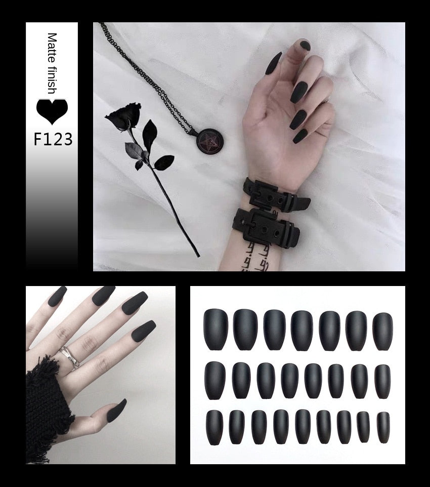 Nail Art Fake Stiletto Tips Clear Press on Long with Glue
