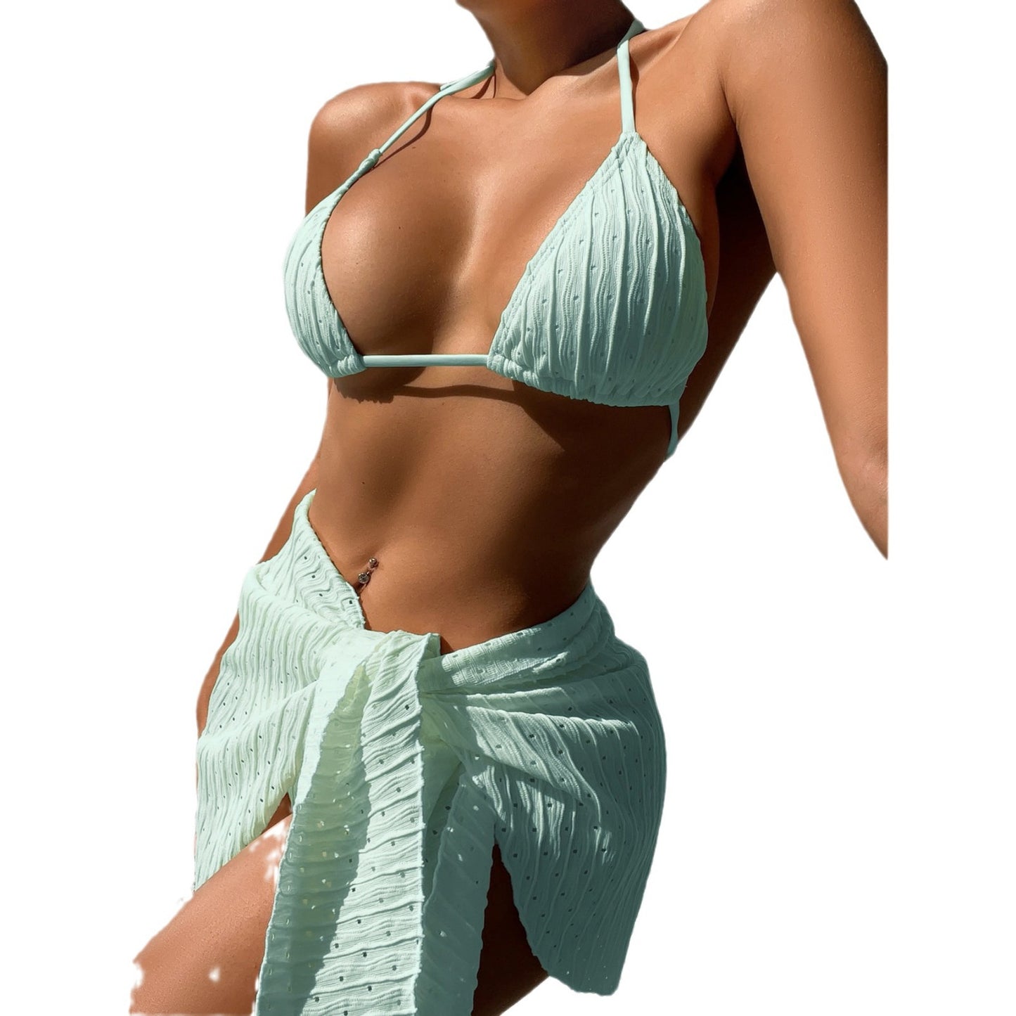 Swimsuit backless sexy solid color bikini set