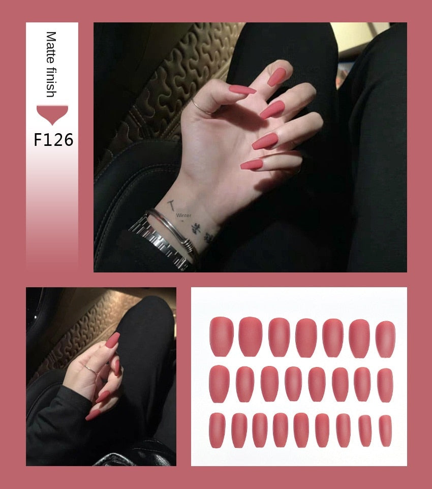 Nail Art Fake Stiletto Tips Clear Press on Long with Glue