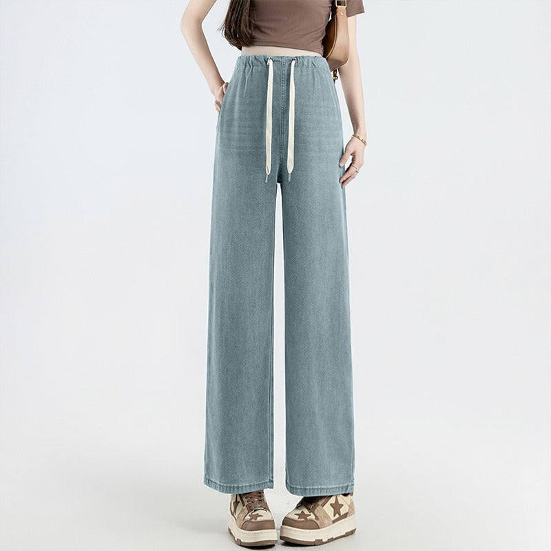 Pregnant women's denim wide leg pants