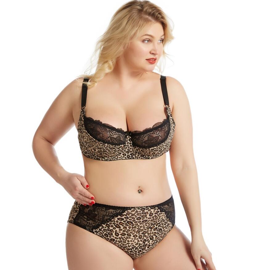 Plus Size Bra Set Leopard Print