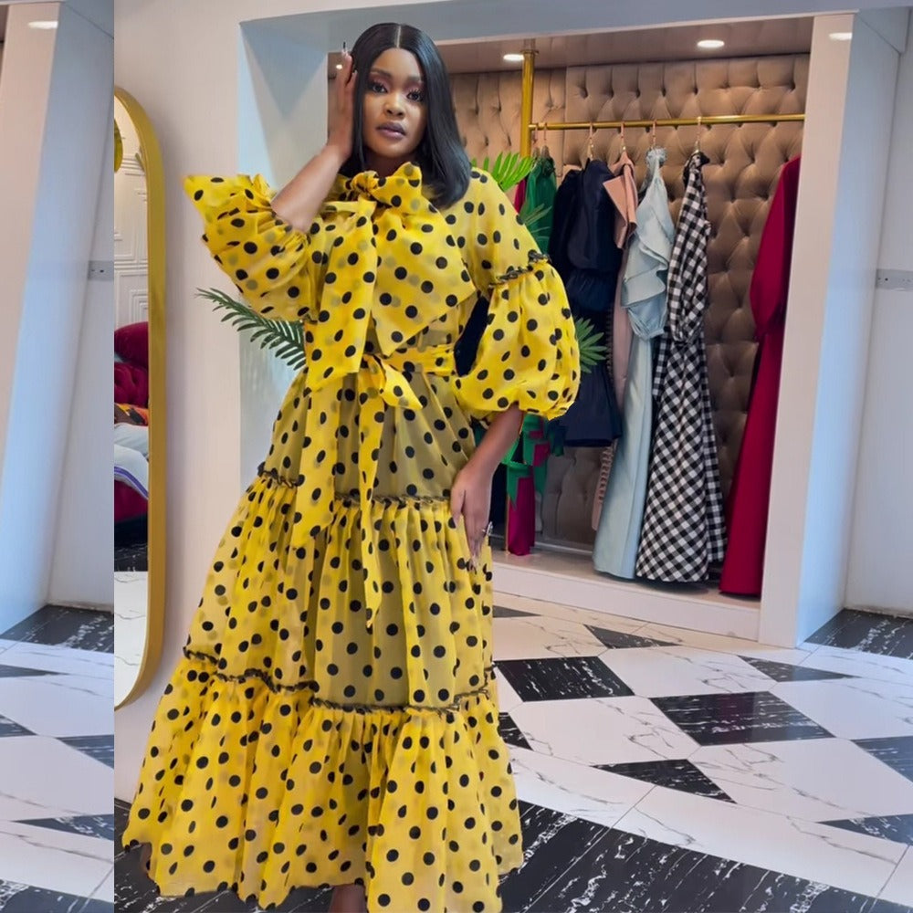 Quiet ladylike light yellow long dress