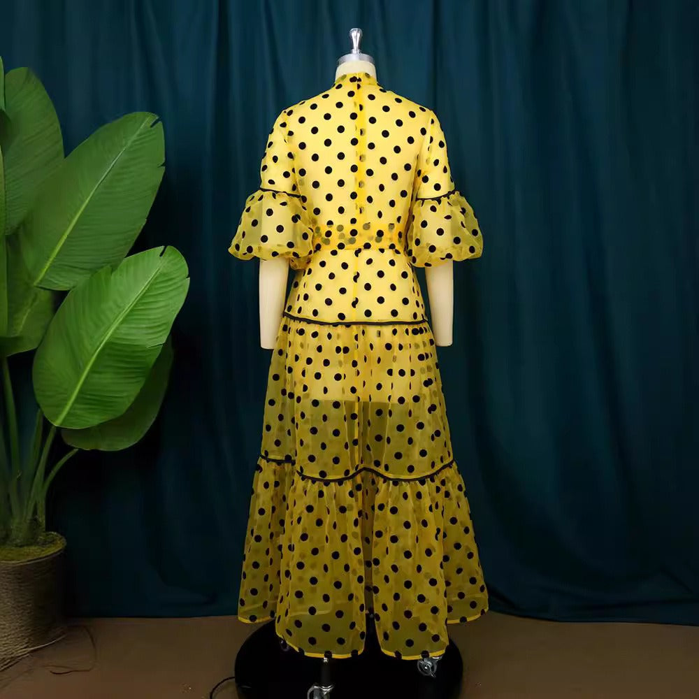 Quiet ladylike light yellow long dress