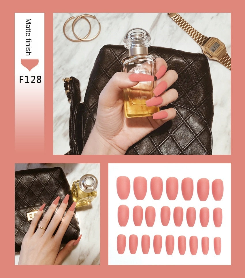 Nail Art Fake Stiletto Tips Clear Press on Long with Glue