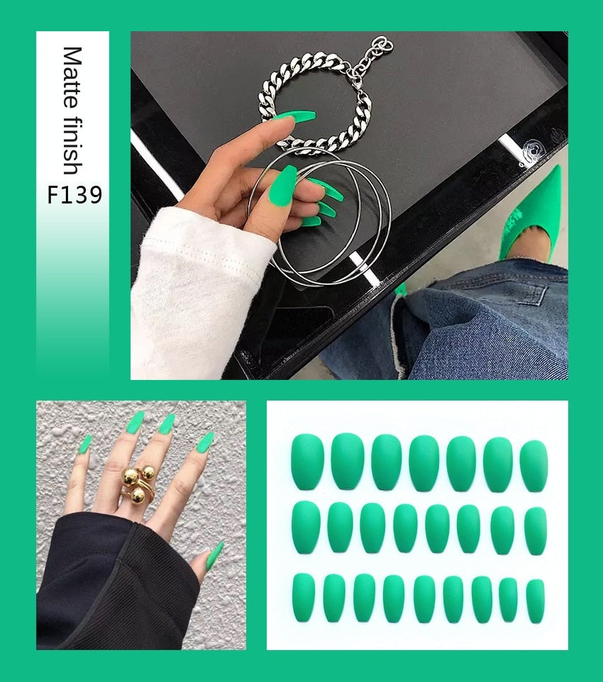 Nail Art Fake Stiletto Tips Clear Press on Long with Glue
