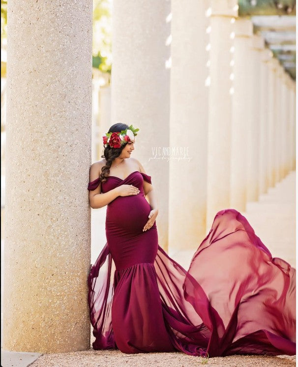 Pregnant Fluttering Tail Fluttering Sleeves Dress Long Dress Photography Dress