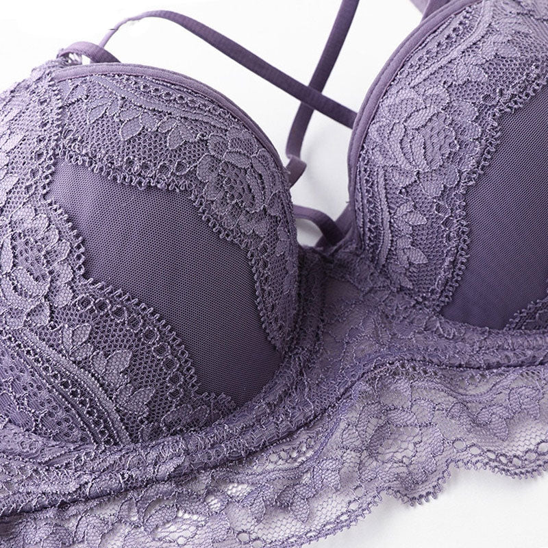 Black Bra Set Push Up Brassiere Thick Cotton Underwear