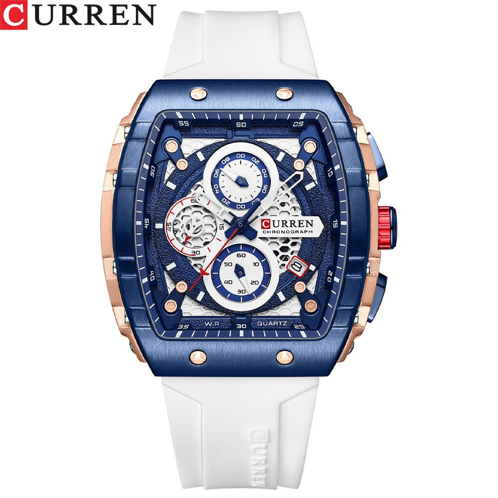 CURREN 8442 Men's Waterproof Six Needle Quartz Calendar Tape Men's Multifunctional Watch
