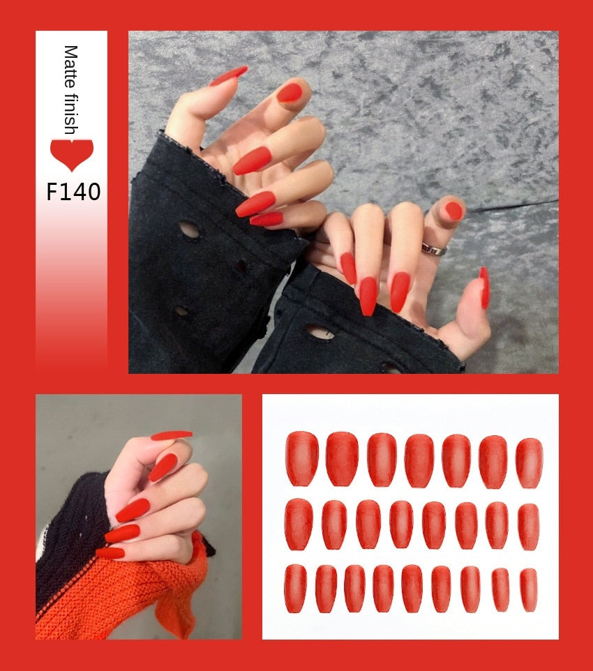 Nail Art Fake Stiletto Tips Clear Press on Long with Glue