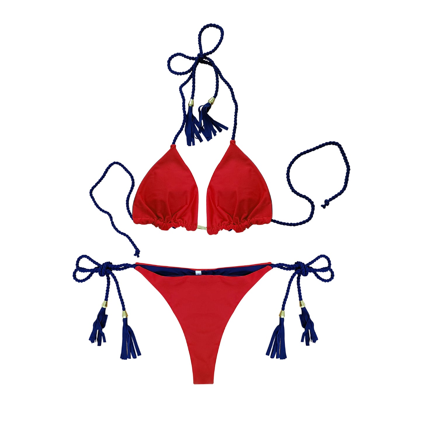 Swimsuit women's bikini split sexy triangle double-sided contrasting beach