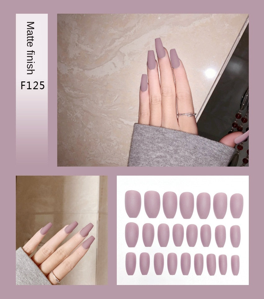 Nail Art Fake Stiletto Tips Clear Press on Long with Glue