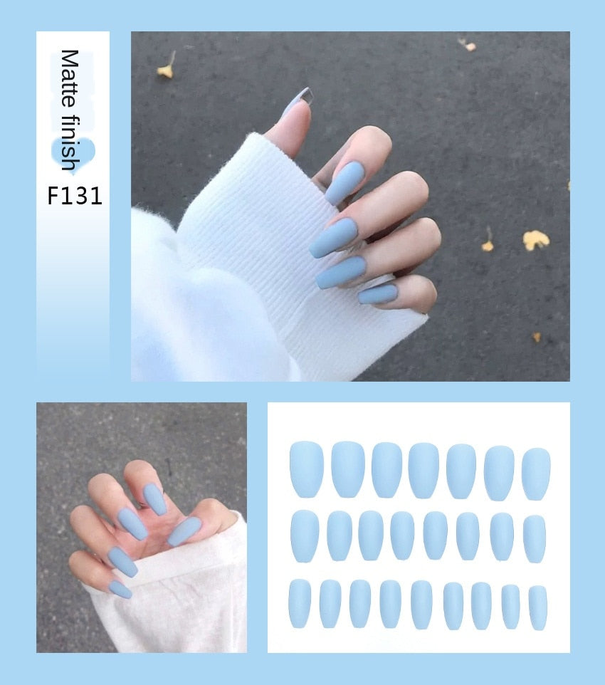 Nail Art Fake Stiletto Tips Clear Press on Long with Glue