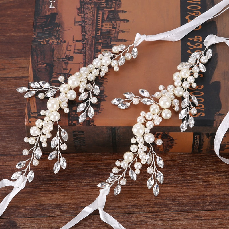 Tiara For Bride Hair Accessories Handmade /Pearl Bracelet Women Jewelry