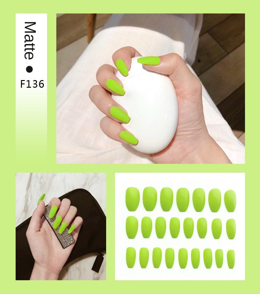 Nail Art Fake Stiletto Tips Clear Press on Long with Glue