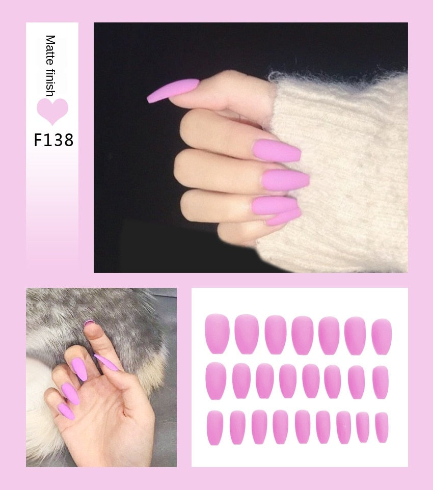 Nail Art Fake Stiletto Tips Clear Press on Long with Glue