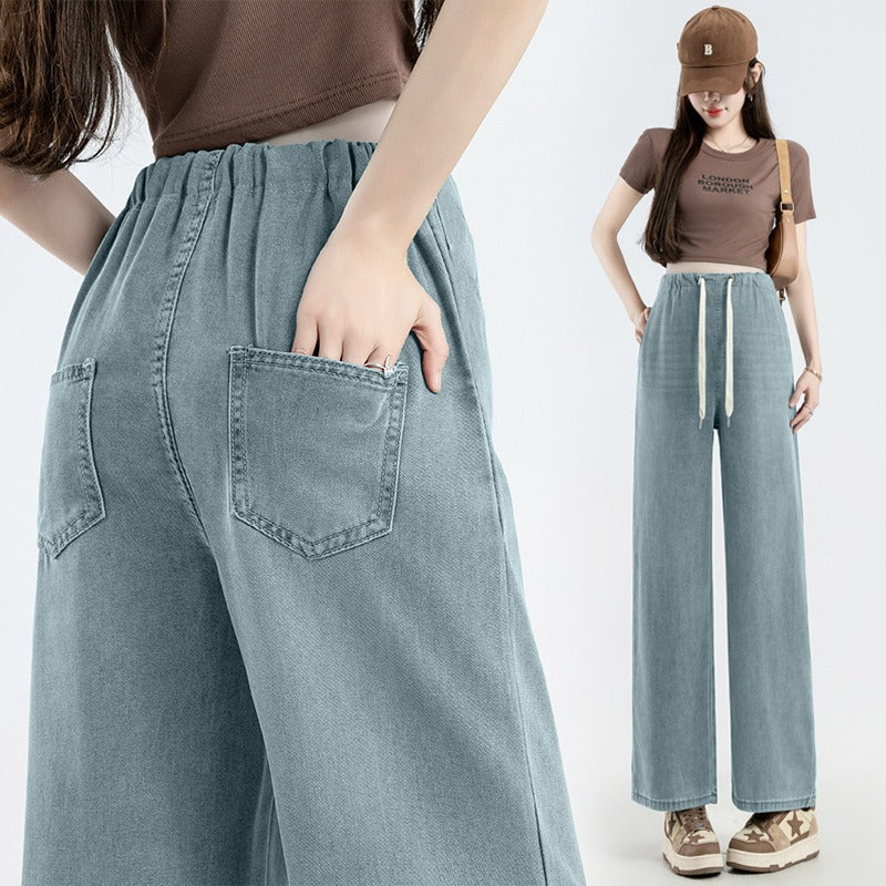 Pregnant women's denim wide leg pants
