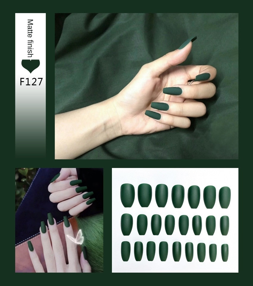 Nail Art Fake Stiletto Tips Clear Press on Long with Glue