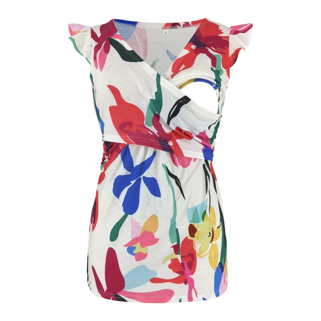 Pregnant women's fashionable printed deep V-neck