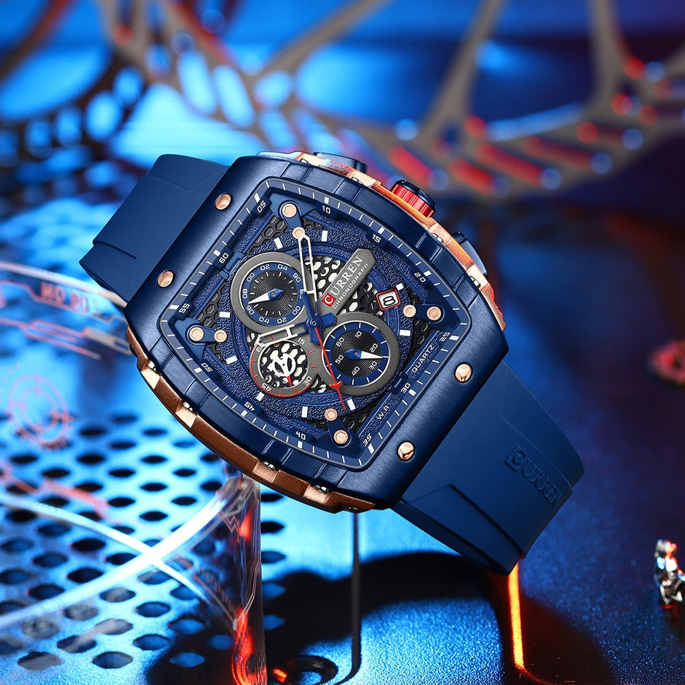 CURREN 8442 Men's Waterproof Six Needle Quartz Calendar Tape Men's Multifunctional Watch