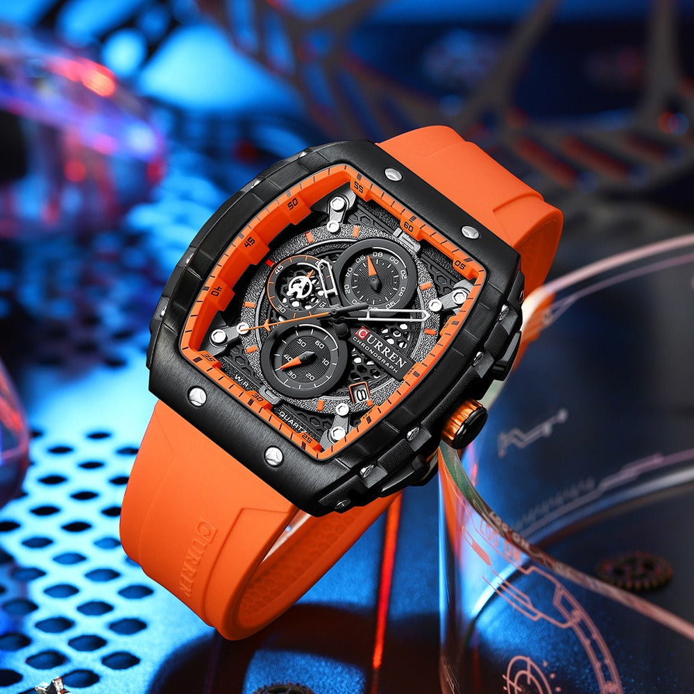 CURREN 8442 Men's Waterproof Six Needle Quartz Calendar Tape Men's Multifunctional Watch