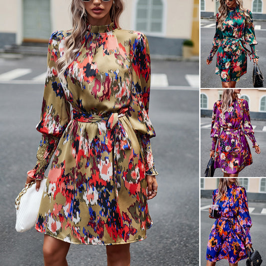 Printed Dress Autumn Elegant Long